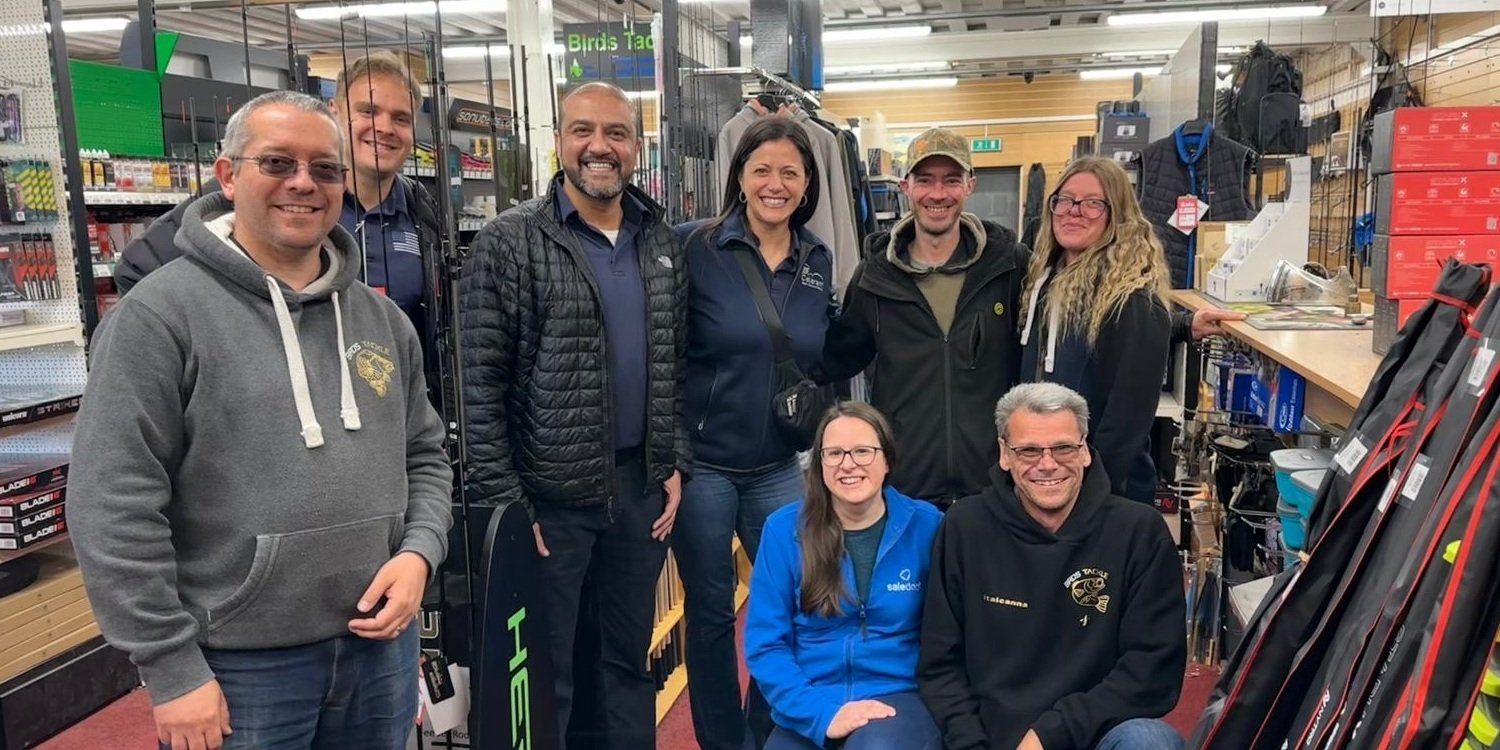 Birds Tackle retail staff with their retail software providers, Saledock and Celerant